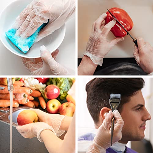 OKIAAS Disposable Gloves M, Food Safe | Latex-Free and Powder-Free Clear Vinyl Gloves for Cooking, Food Prep, Household Cleaning | Medium,100 Counts/Box