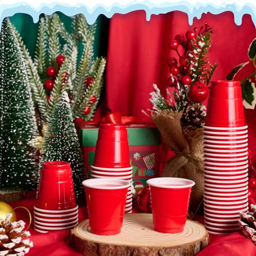 Lilymicky 300 PACK 2 oz Plastic Shot Glasses, Red Disposable Shot Cups, Mini Red Shot Cups, 2 oz Party Cups for Halloween Christmas Party