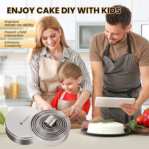 12 Pcs 304 Stainless Steel Biscuit Cutter Set - Round Cookie Cutters for Baking (1/2/3/4/5'') with Storage Box, Dough Pastry Cake Circle Cutting Ring Molds, Non-Rust, Dishwasher Safe & 1.5‘’ High