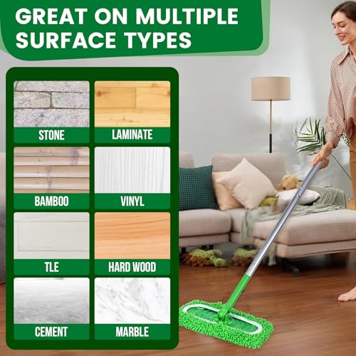 6Pcs Reusable Microfiber Mop Pads Compatible with Sweeper Mop, Replacement Wet Mopping pad Refills & Washable Dry Sweeping Cloths for Surface/Hardwood Floor Cleaning