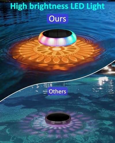 Yogaret Solar Floating Pool Lights - Pool Lights, 18 RGB Lighting Modes, IP68 Waterproof, for Inground and Above Ground Pool, Pool Party, Bathroom, Bathtub, Garden, Pond Decor(2Pcs)