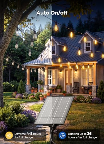 Brightown 100FT Solar String Lights Outdoor, 31+2 Shatterproof LED Bulbs