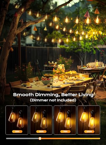 Brightown Outdoor String Lights Patio Lights 100FT ST38 Waterproof Dimmable