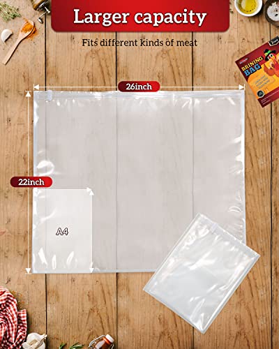 Turkey Brine Bags, 26"×22", 2 Pack, Holds up 35lbs, Thicker Brining Bags with Double Zip Lock & 2 Cotton Strings, Extra Large Brine Bag Fits for Turkey, Chicken, Beef, Fish, Lamb, Pork