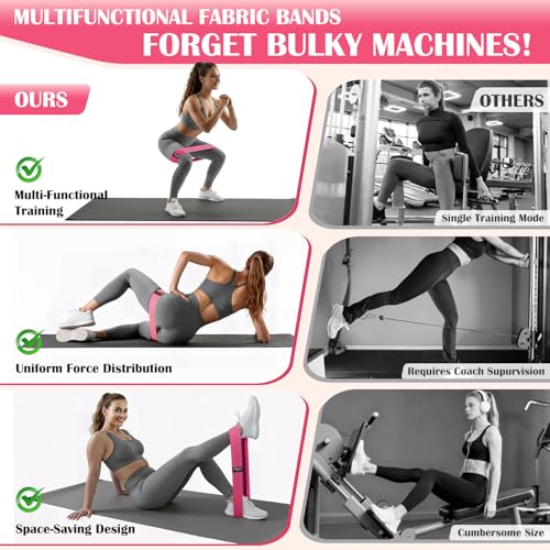 KUTIZE Ankle Resistance Bands with Cuffs & Fabric Resistance Bands Set - Legs & Glutes Workout Equipment for Women & Men, Home Gym Heavy Exercise Bands for Hip, Yoga, Strength Training, Rehab, Pilates