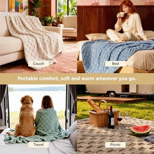 Bedsure GentleSoft Sage Green Throw Blanket for Couch - Checkered Fleece Blankets Gifts for Women Men Girls, Cute Soft Cozy Throw for Bedroom Home Decor Gifts, 50x60 Inches
