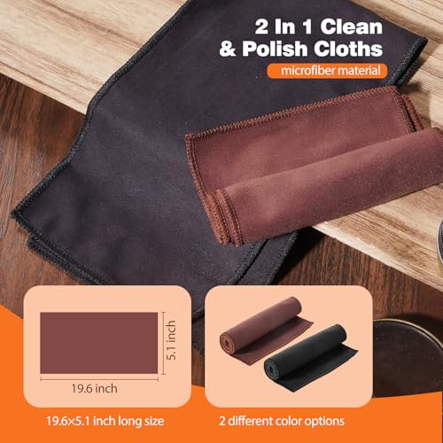 Topus 8 Pieces Shoe Polish Kit, Includes 2Pcs 1.4Oz Brown Shoe Wax, 3 Pieces Horsehair Boots Brushes, 2Pcs Shine Cloths