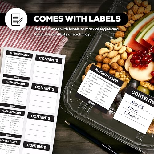 6 Pack Catering Trays with Lids â 13" Serving Tray with Lid, Heavy Duty Recyclable Plastic Party Platters for Catering, Buffet, Picnics & Events â Food Trays with Clear Lid (13.39 Ă 9.84 Ă 2.95 inch)