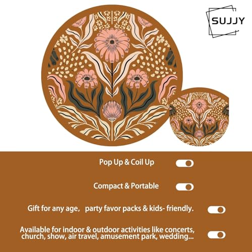 4 Pack Floral Hand Fan Foldable, Multi-Role Round Handheld Fans for Travel, Events, Indoor & Outdoor (Dawn & Dusk)