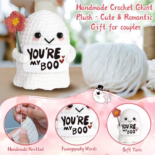 You're My Boo Crochet Ghost - Anniversary Love Birthday Gifts for Women Men Her Him Boyfriend Girlfriend, Fathers Day Card for Husband from Wife