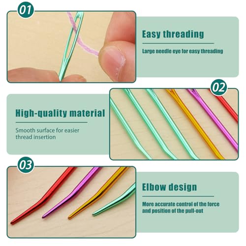 Bupete 25 Pcs Yarn Needles Set, Metal Tapestry Needle, Crochet Needles for Yarn, Large Eye Sewing Needles, Curved Darning Needles, Knitting Needles for Sewing, Knitting, Crochet