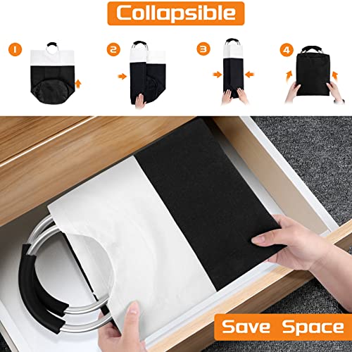 BlissTotes 90L Laundry Basket, Freestanding Laundry Hamper, Collapsible Dirty Clothes Hamper, Waterproof Fabric with Foam Protected Aluminum Handles for College, Dorm, Family (Black)
