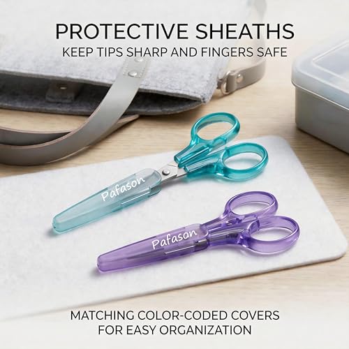PAFASON Small Travel Embroidery Scissors Set Curved Straight Tip All Purpose for Quilting Sewing Knitting Crafting Cross Stitch Crochet Thread Yarn Paper Fabric Detail Multipurpose Cutting Safety Case
