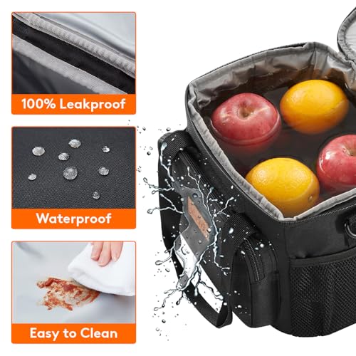 Lifewit Medium Lunch Bag, Insulated Lunch Box, Soft Cooler Cooling Tote for Adult Men Women, Black 12-Can (9L)