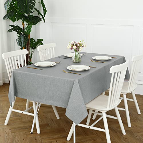 Romanstile 100% Waterproof PVC Tablecloth Rectangle, Outdoor Oil Spill Proof Stain Resistant Vinyl Table Cloth, Wipe Clean Plastic Table Covers for Kitchen/Dining/Parties - 54 x 78 Inch, Light Grey