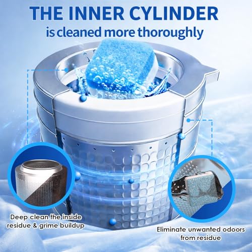 Enzyme Washing Machine Cleaner Tablets (24 Pack) – Protease Laundry Machine Cleaner Descaler for HE, Front Load & Top Load Washer, Deep Clean, Removes Odor, Fur, Residue & Buildup (2-Year Supply)