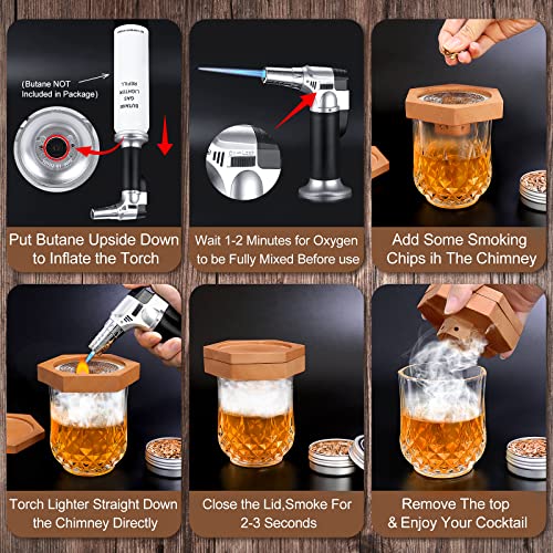 Bourbon Whiskey Gifts for Men Dad - Cocktail Smoker Kit with Torch, Birthday Anniversary Unique Gifts for Father Boyfriend Husband Grandpa, Smoked Bourbon Kit, Mens Gifts Ideas