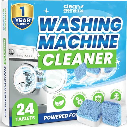 Washing Machine Cleaner Tablets 24 Pack – Deep Cleaning Descaler for HE, Front & Top Load Washers – Septic Safe, Eco-Friendly Freshener, Helps Maintain a Clean Drum – 12 Month Supply