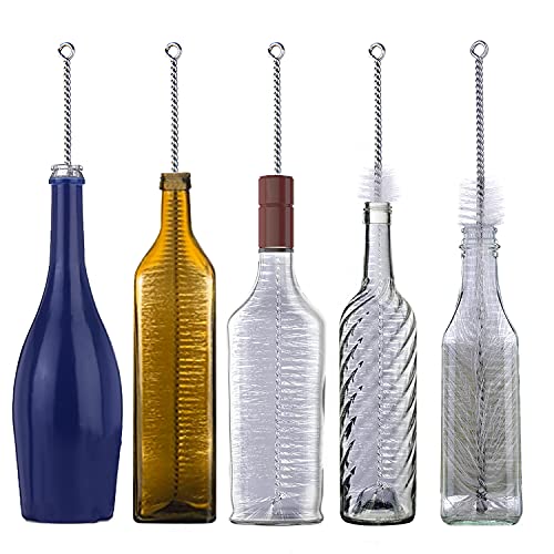 Bottle Brush - Ideal for Cleaning Narrow Neck Swing Top Glass, Brewing, Wine, Beer, Soda, Spray, Kombucha Bottles (White+1Pack)