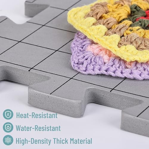 Mr. Pen- Blocking Mats for Knitting & Crochet Projects, 12" x 12", 9 Pack with 150 pcs T-Pins, Gray Aligned Grid Knitting Blocking Mats and Pins, Water & Heat Resistant