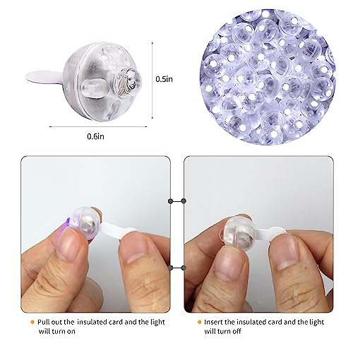 Aogist 100pcs White Balloon Lights,Long Standby Time Waterproof Mini Light,Battery Powered,Round LED Ball Lamp for Latex Balloon Paper Lantern Party