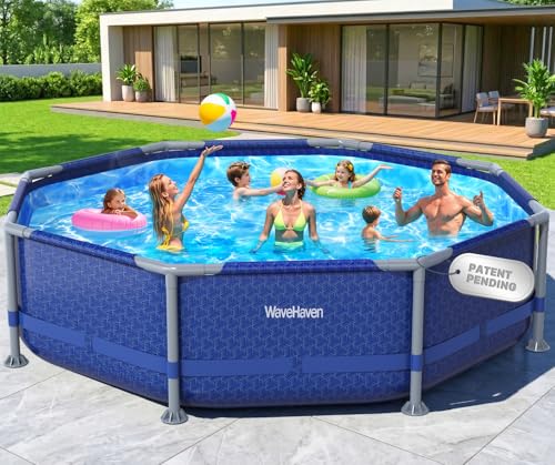 Above Ground Pool,10ft x 30in Frame Deep Swimming Pool,Round Family Pool,Large Above Ground Pool Easy Set,1200 Gallon Pool,Outdoor Backyard Pool for Kids,Adults-Blue,Pump Not Included