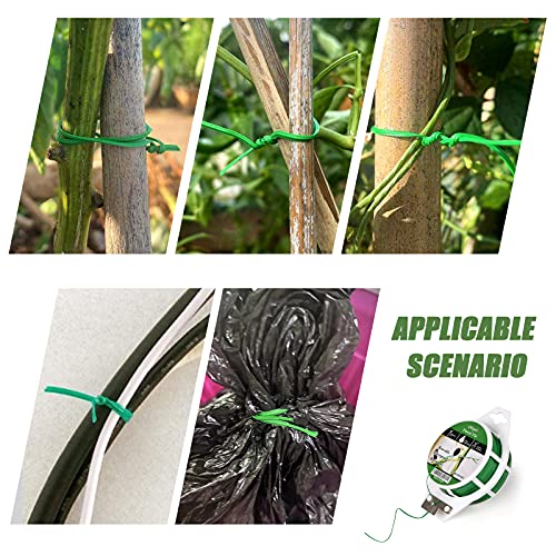 Green Garden Wire, Sturdy Plant Ties for Support with Cutter, 492FT/150m, Indoor, Outdoor, Home and Office Use