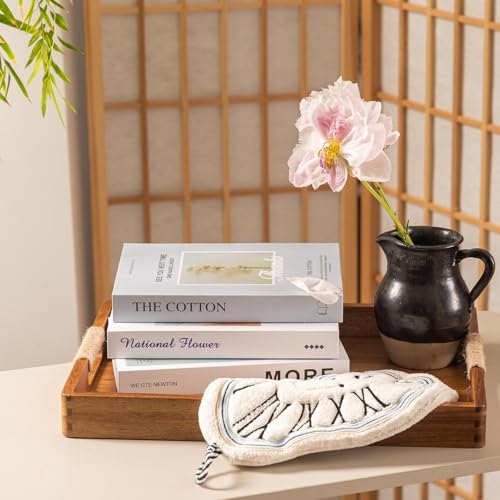 16.5 x 12 Inches Acacia Wood Serving Tray, Large Wooden Food Trays with Handles, Coffee Table Tray for Ottoman, Charcuterie, Parties, Eating, Snack, Decor, Outdoor Kitchen Counter Bandeja De Madera