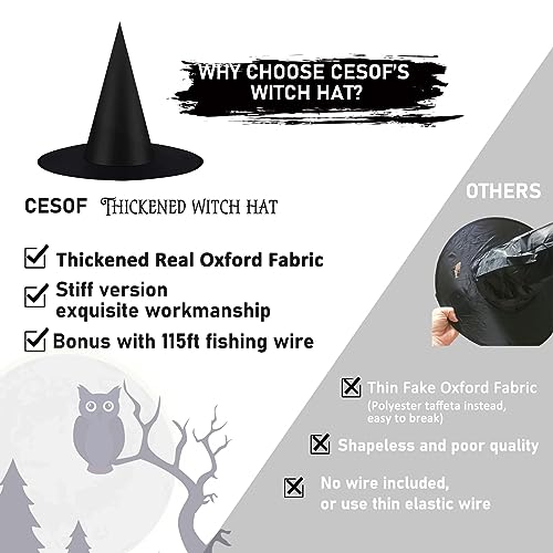 12 Pcs Halloween Decorations 15" Floating Witch Hats Wiches Hanging Decor