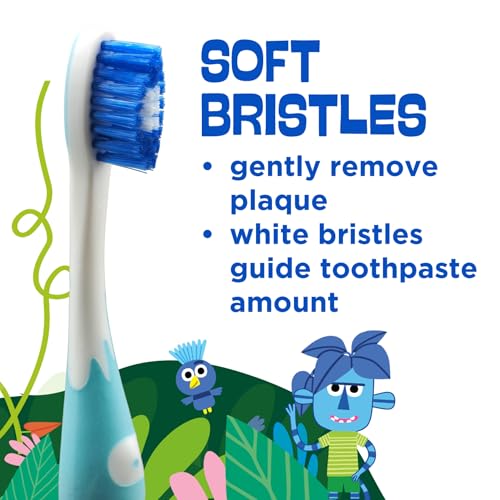 GUM Monsterz Jr Kids Toothbrush, Soft Bristles with Suction Cup Base, Ages 5+, 1 Count (Pack of 6)