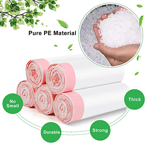 2 Gallon Small Trash-Bags Drawstring Bathroom - White Mini Garbage Bags 60 Count Plastic Unscented 7.5L Tiny Waste Basket Liners Kitchen Office Car Strong Thick Bulk Magesh
