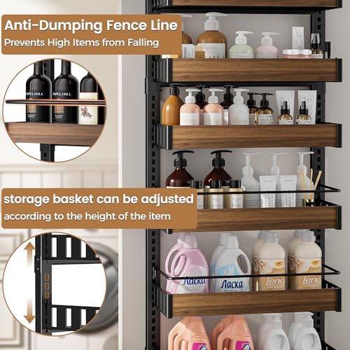8 Tier Over The Door Pantry Organizer, 2 IN 1 Wall Mount or Hanging Spice Rack Seasoning Shelves with Adjustable Basket