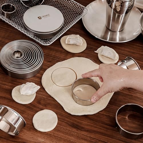 12 Pcs 304 Stainless Steel Biscuit Cutter Set - Round Cookie Cutters for Baking (1/2/3/4/5'') with Storage Box, Dough Pastry Cake Circle Cutting Ring Molds, Non-Rust, Dishwasher Safe & 1.5‘’ High