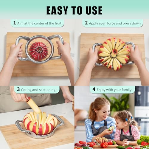 LIIGEMI 5.5 Inch Extra Large Apple Slicer,16-Slice Thin Apple Slicer and Corer,Cutter, Divider, Wedger for Fruits and Vegetables,Gifts for Mom,Sharp and Sturdy,Easy to Use