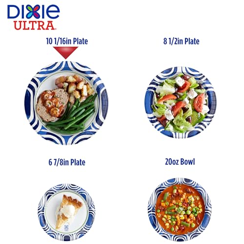 Dixie Ultra, Large Paper Plates, 10 Inch, 172 Count (4 packs of 43 plates), 3X Stronger*, Heavy Duty, Microwave-Safe, Soak-Proof, Cut Resistant, Disposable Plates For Heavy, Messy Meals