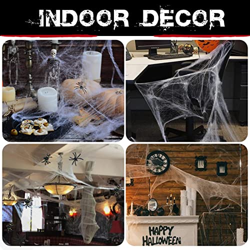 ZPISF 1400 sqft Halloween Spider Webs Decorations with 150 Extra Fake Spiders, Super Stretchy Cobwebs for Halloween Decor Indoor and Outdoor