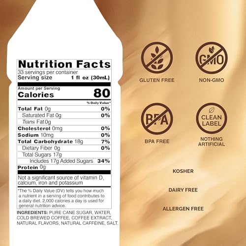 Monin - Premium Iced Coffee Concentrate | Clean Label with No Artificial Flavors, No Artificial Preservatives (BPA-Free Plastic Bottle, 1 Liter)