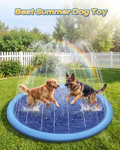 Raxurt Splash Pad, Non-Slip Thicken Splash Pad for Kids Ages 4-8 Toddler Baby Splash Sprinkler Pad Dog Pool Summer Outdoor Water Toys for Boys Girls, 59'' Blue