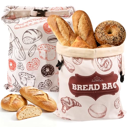 Beeswax Bread Bags,Extra Large 2 Pack- 17"×13" Reusable Sourdough Bread Bags for Homemade Bread