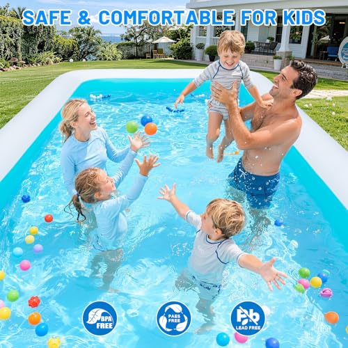 Extra Large Inflatable Swimming Pool β 165" x 76" x 22" Oversized Blow Up Pool for Adults, Big Family Backyard Pool with Pump, Thickened Kiddie Pool for Summer Water Party, Easy Set Up