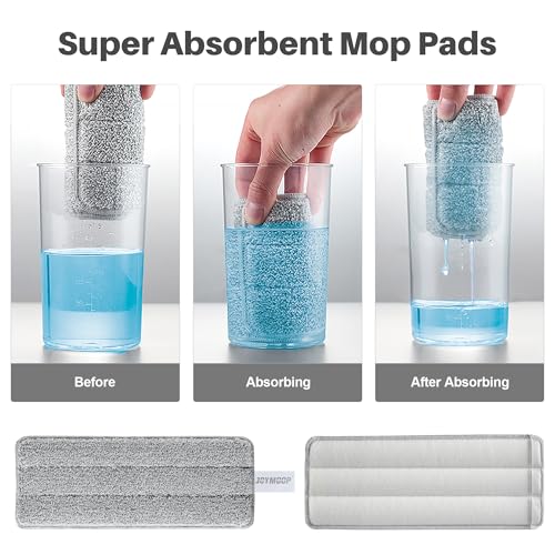JOYMOOP Mop and Bucket Set, Hands-Free Flat Floor Mop with 3 Washable Microfiber Pads, Wet and Dry Use, Ideal for Home and Commercial Floor Cleaning