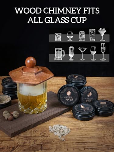 23Pcs Whiskey Cocktail Smoker Kit with Torch, 6 Flavors 12 Packs Wood Chips, Ice Ball Mold, Old Fashioned Drink Smoker, Bourbon Whiskey Gifts for Men, Husband, Dad, Him (No Butane)