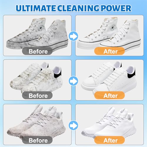 Jevvu Shoe Cleaner, Sneaker Cleaner Foam for Removing Stains and Dirt, Shoe Cleaning Kit for White Shoes