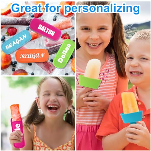 AIERSA 8pcs Popsicle Holders and Ice Pop Sleeves Set for kids No Drip, Silicone Popsicle Holder with Straw and Reusable Neopreneee Freeze Popsicle Sleeves for Toddlers Mess Free, No Freezing Hands