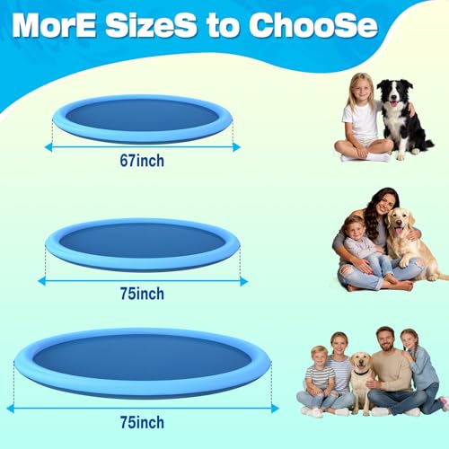 67'' Splash Pad for Dogs and Kids, Dog Splash Pad Heavy Duty, Thick Non-Toxic Dog Pool, PVC Tear-Resistant Pup Paradise Sprinkler Pads Summer Fun Outdoor Water Pools for Toddlers & Pets