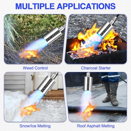 Propane Torch Weed Burner Kit, Blow Torch High Output with Self Igniter and Turbo Trigger,Heavy Duty Flamethrower with 12.5FT Hose for Weeding,Roofing,Melting Snow,Road Paint Removing