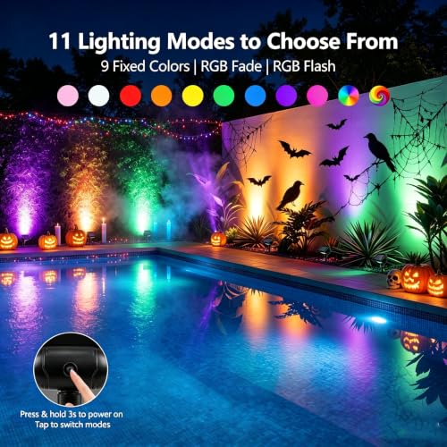 Brizled Solar Halloween Spot Lights Outdoor, 4 Pack RGB Landscape Lighting