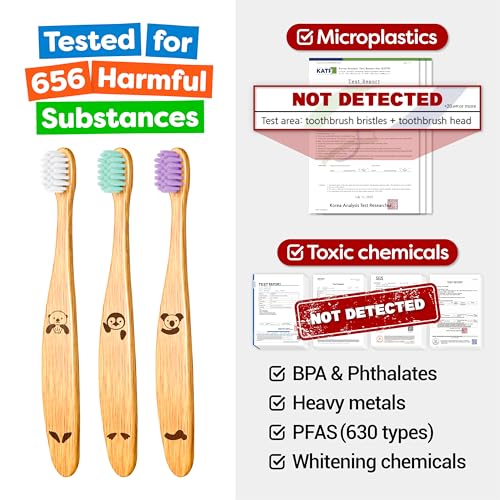Dr. Noah Microplastic-Free Bamboo Baby Toothbrush | Dentist Designed | 656 Substances Safety Tested | BPA, PFAS & Phthalate Free | 6-Pack | Soft Bristles | Infant to Toddler, 6-12 Months, Age 2-4 Kids