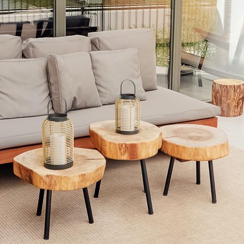 Natural Rattan Boho Lanterns - Handcrafted Chic Decor to Enhance Your Home - Modern Farmhouse Beauty Perfect for Any Living Room, Patio & Porch, Indoor and Outdoor Coffee Table or Kitchen Dining Table