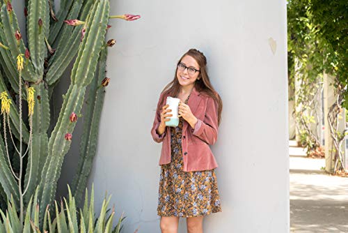 Ello Jane 18oz Ceramic Travel Mug with Handle, Splash-Resistant Slider Lid and Built-in Coaster, Perfect for Coffee and Tea, BPA Free, Dishwasher Safe, Holiday Gift Her Him, Yucca
